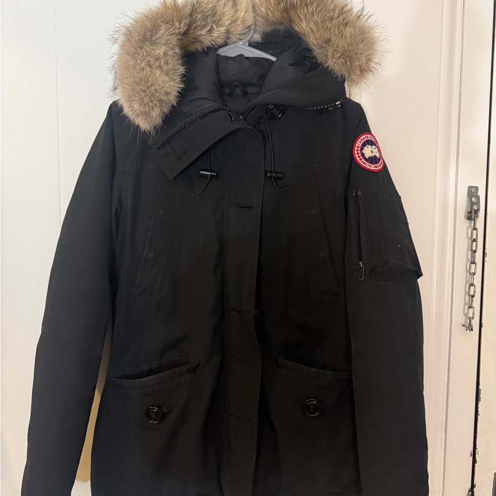 Canada Goose Black Jacket with Logo Zipper